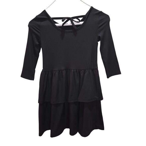 Girls Black Tiered Dress Size 6 NWT by Epic Threads – Long Sleeve Ribbed Knit - Picture 6 of 9